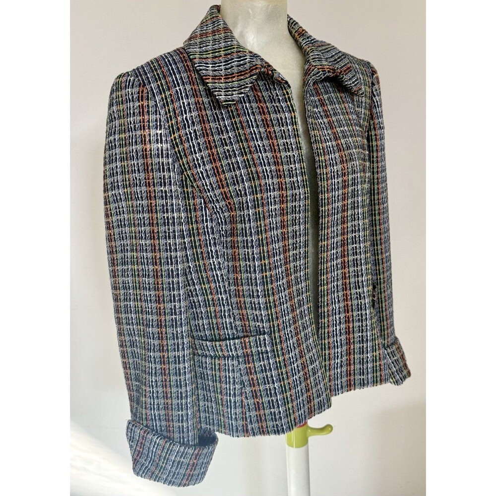 Ellen Tracy Blazer Jacket Colorful Cotton Blend Vintage Fall Look Size 14